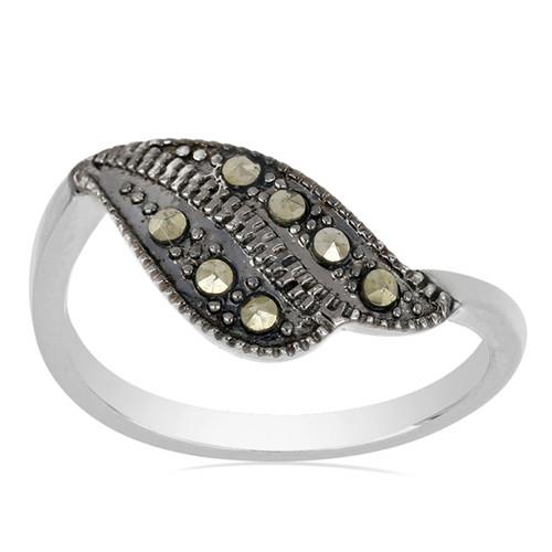 BUY STERLING SILVER  NATURAL AUSTRIAN MARCASITE GEMSTONE LEAF  RING